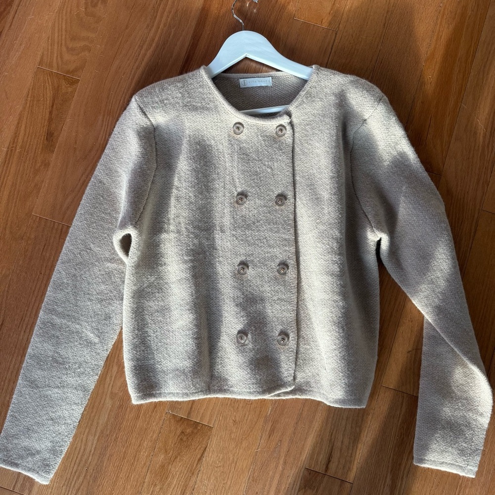 Vita Grace Harri Double Breasted Cardigan -Latte